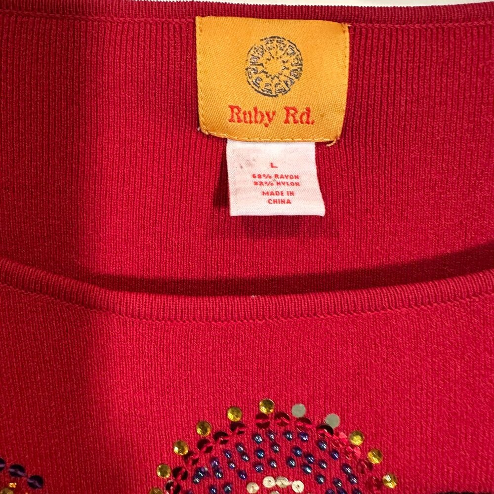 Ruby Rd Red Sequence Top Size L - image 5